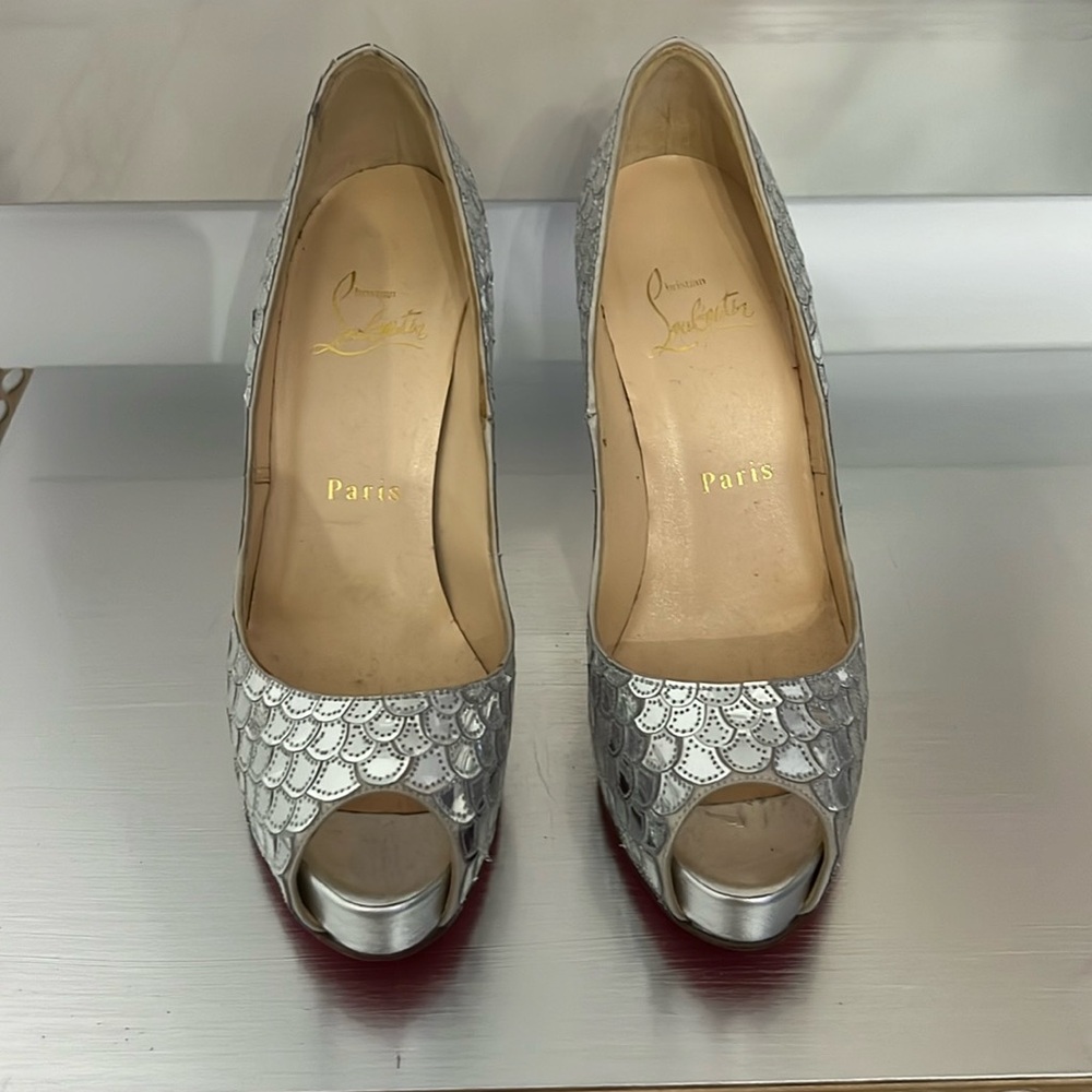 Christian Louboutin Silver sequence high heels